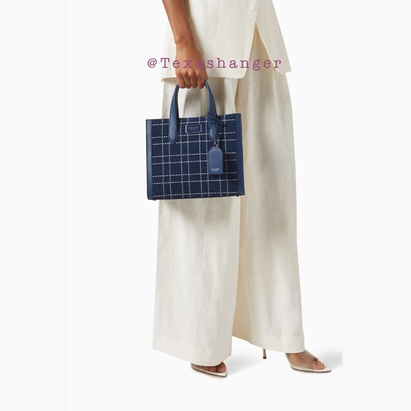 NWT Kate Spade Manhattan Denim Check Small Tote - Picture 4 of 14